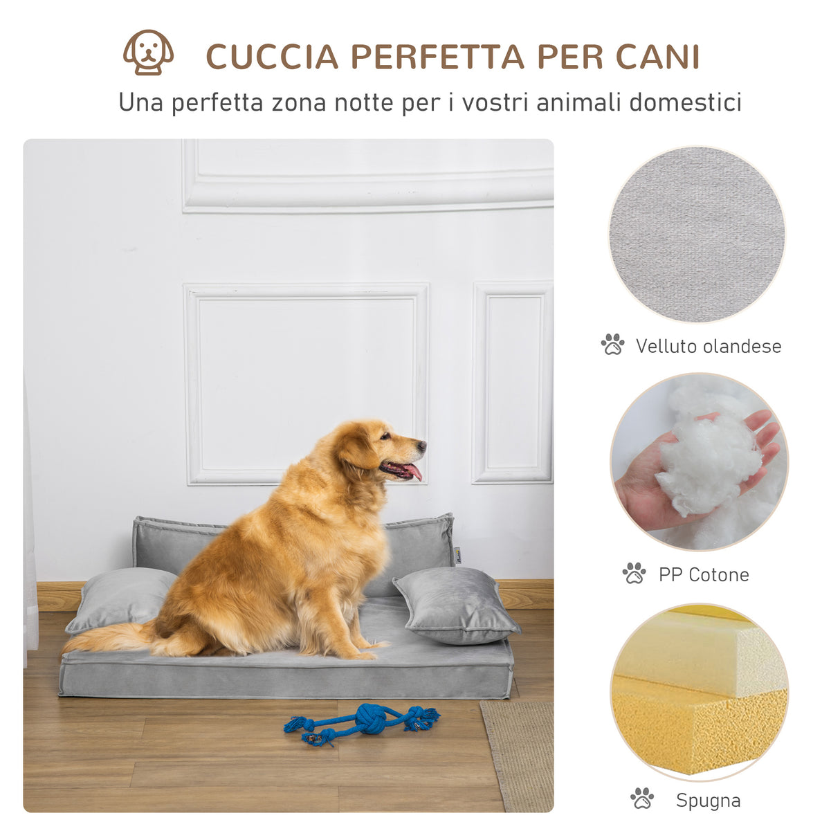 easycomfort easycomfort cuccia per cani e gatti da interni con cuscini rimovibili e lavabili lettino per cani imbottito 99x71x28cm grigio