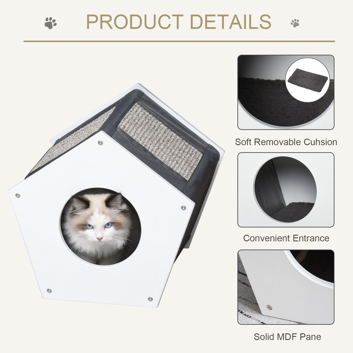 easycomfort easycomfort cuccia per gatti casetta con tiragraffi in sisal e cuscino bianco ean 8054111847100