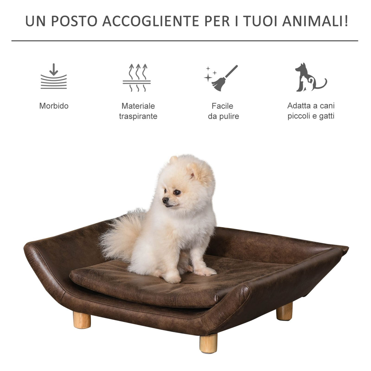 easycomfort easycomfort cuccia per gatti e cani a divanetto imbottito con cuscino marrone scuro