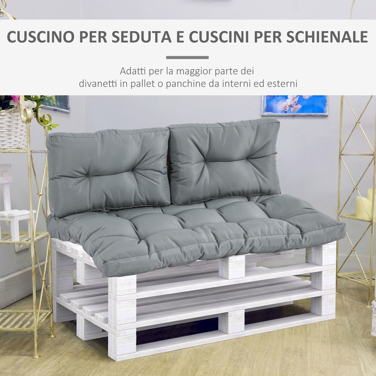 easycomfort easycomfort cuscineria per pallet set 3 cuscini per seduta e schienale di divani panca con bancali grigio scuro ean 8055776913063