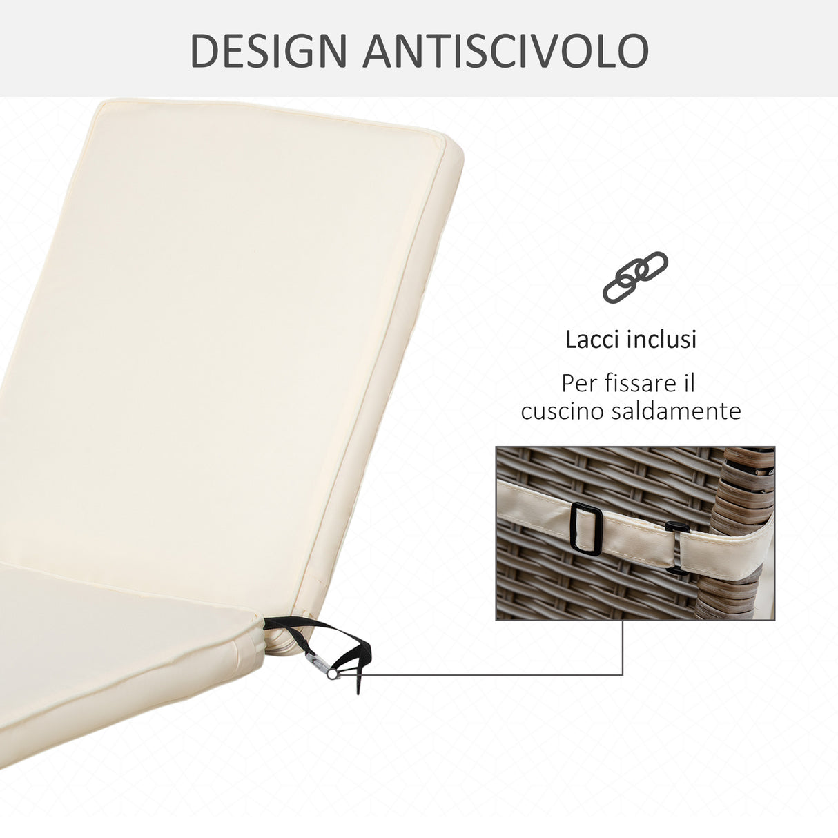 easycomfort easycomfort cuscino per lettino prendisole con rivestimento poliestere sfoderabile 188x53x8cm bianco crema