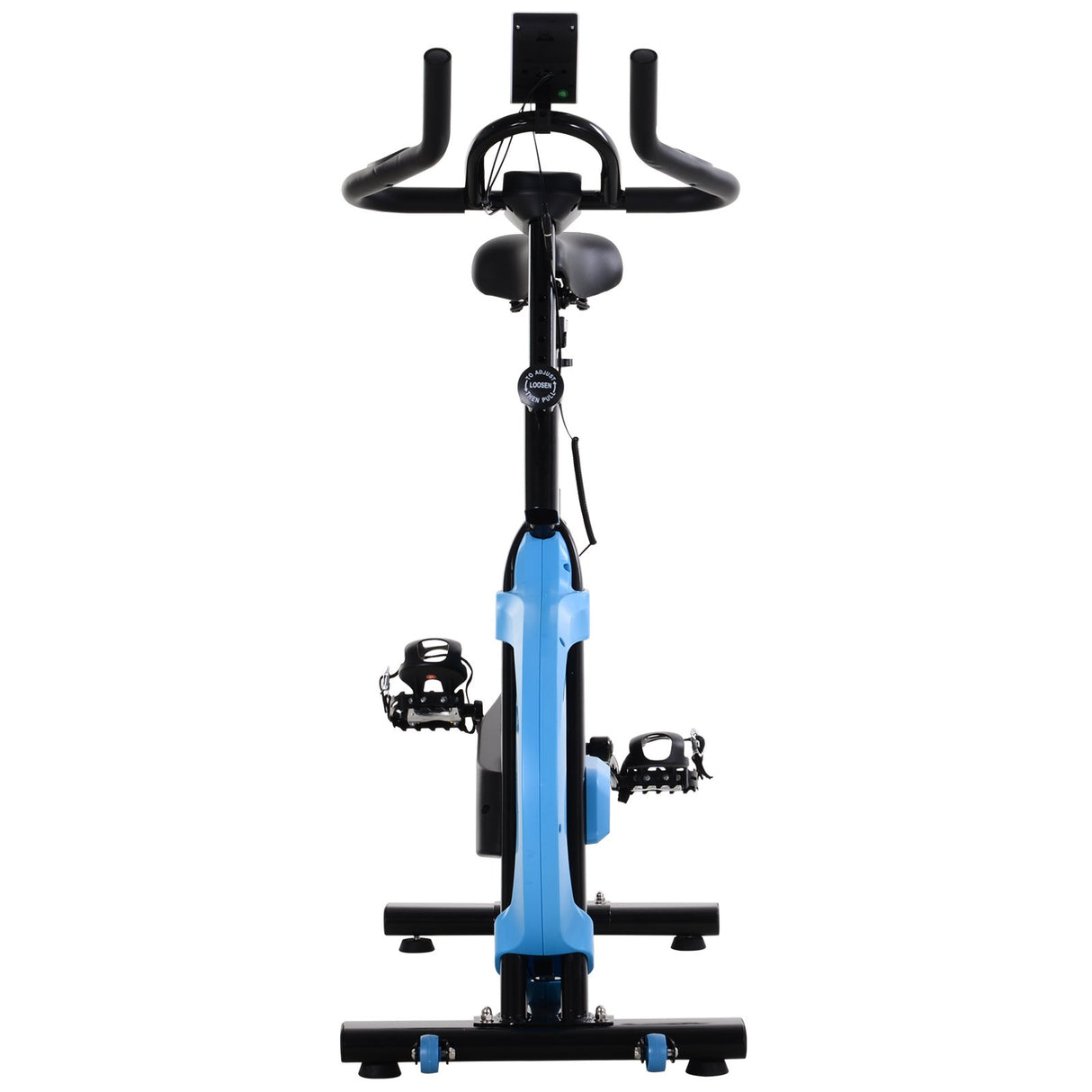 easycomfort easycomfort cyclette con trasmissione a cinghia bicicletta da allenamento con manubrio sellino regolabili schermo lcd fino a 120kg nero e azzurro ean 8055776910253