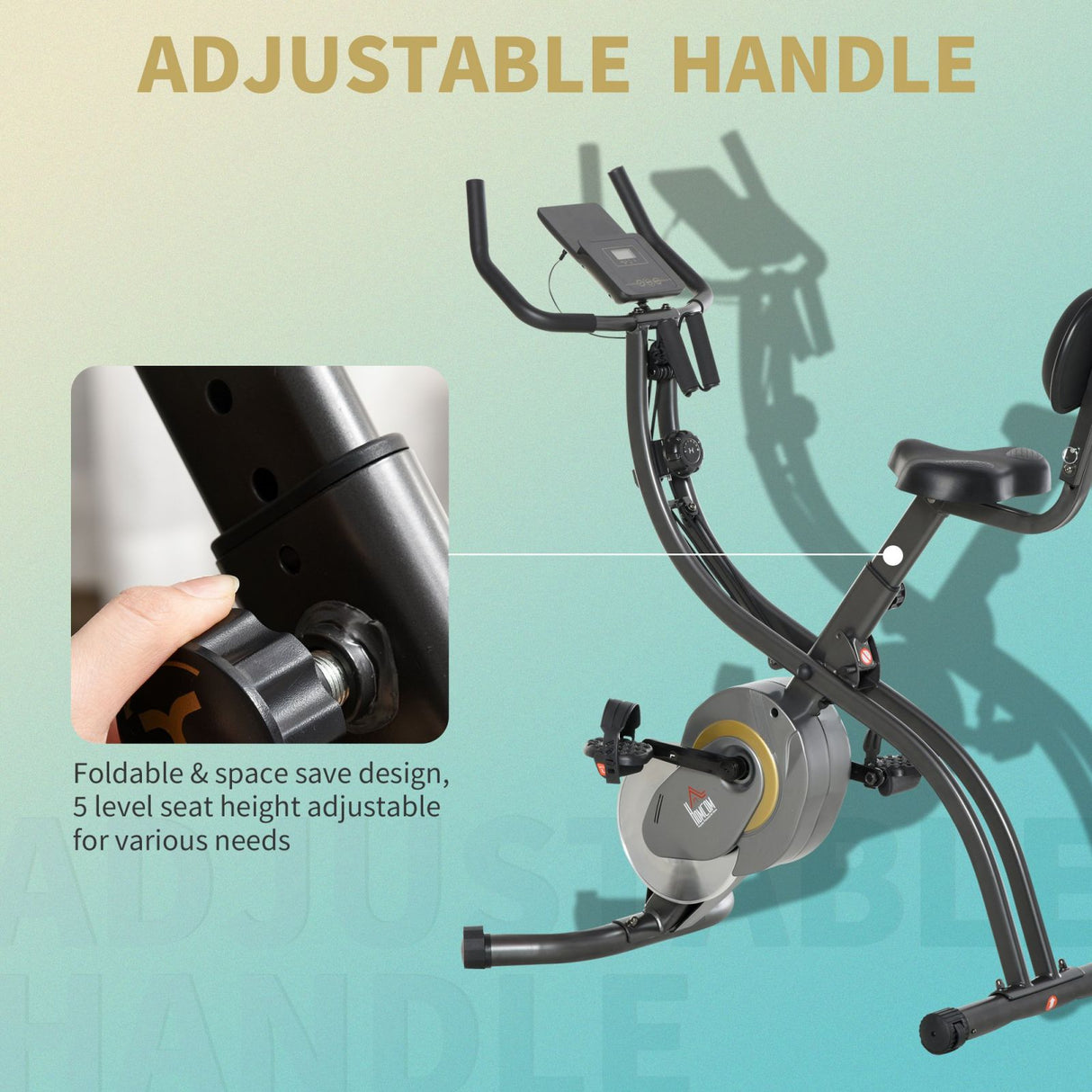 easycomfort easycomfort cyclette pieghevole resistenza regolabile su 16 livelli elastici per braccia e schermo lcd volano 6kg 113x65x120cm nero grigio