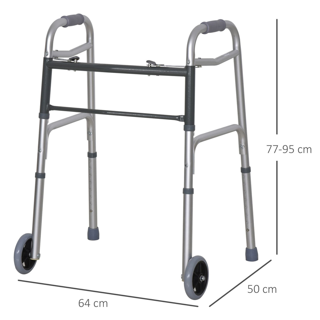 easycomfort easycomfort deambulatore pieghevole e ultraleggero in alluminio con 2 ruote e altezza regolabile 77 95 cm ean 8054144136400