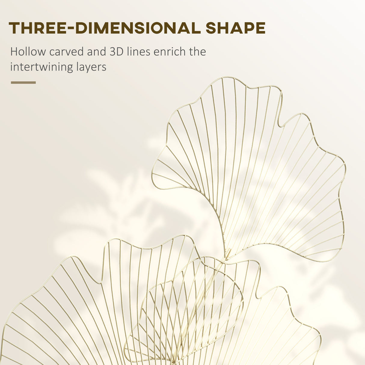 easycomfort easycomfort decorazione murale 3d in metallo wall art dorata a forma di foglia di ginkgo 51 x 94 5cm