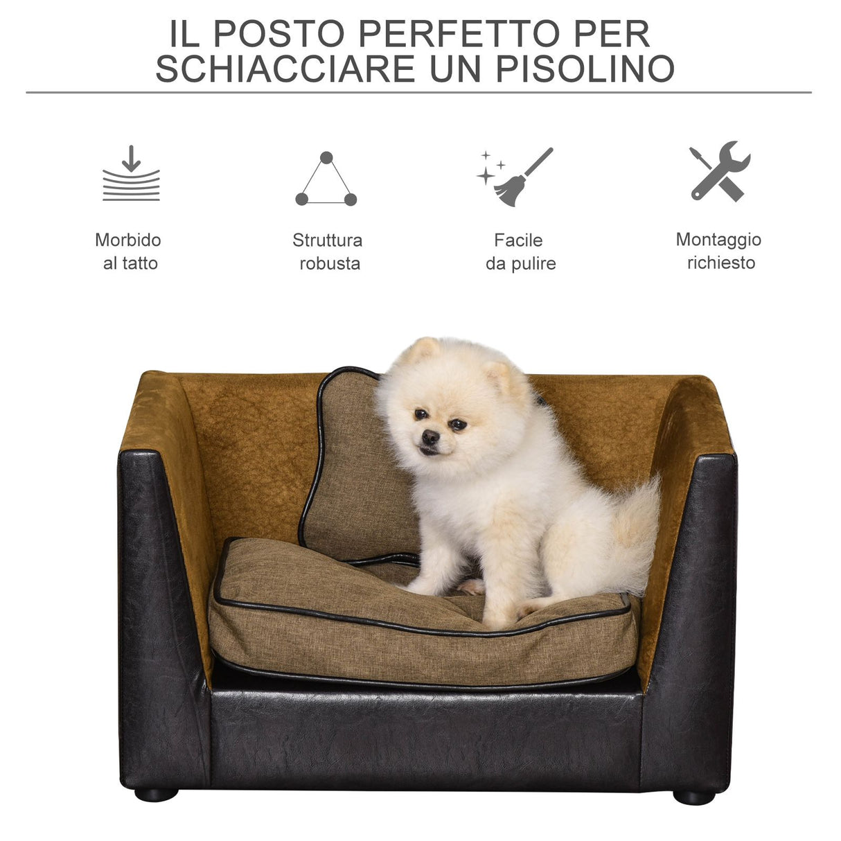 easycomfort easycomfort divanetto cuccia per cani e gatti in similpelle con cuscino marrone ean 8054144134710