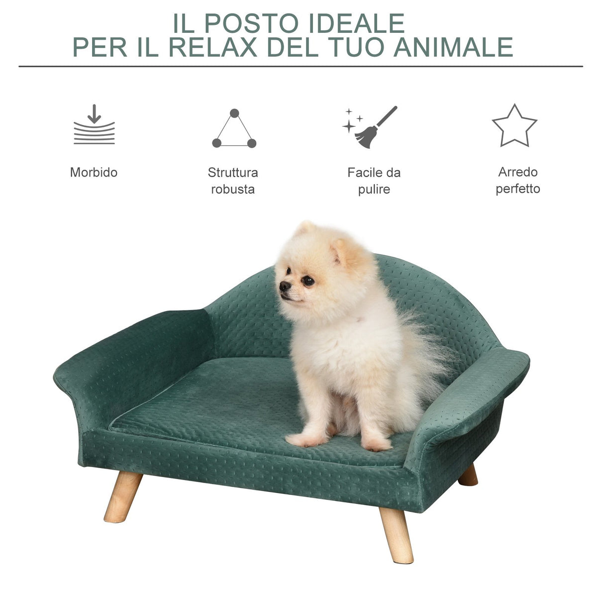 easycomfort easycomfort divanetto per cani e gatti con braccioli e schienale cuccia di design in velluto verde chiaro