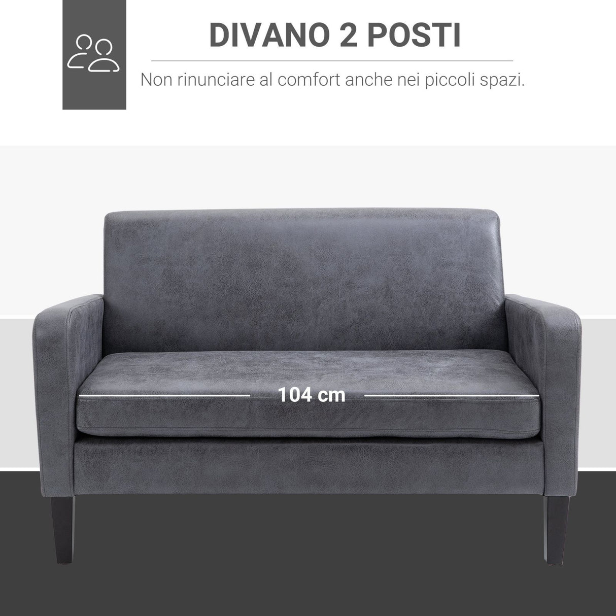 easycomfort easycomfort divano 2 posti con rivestimento in tessuto grigio 122x72x74cm ean 8055776916156