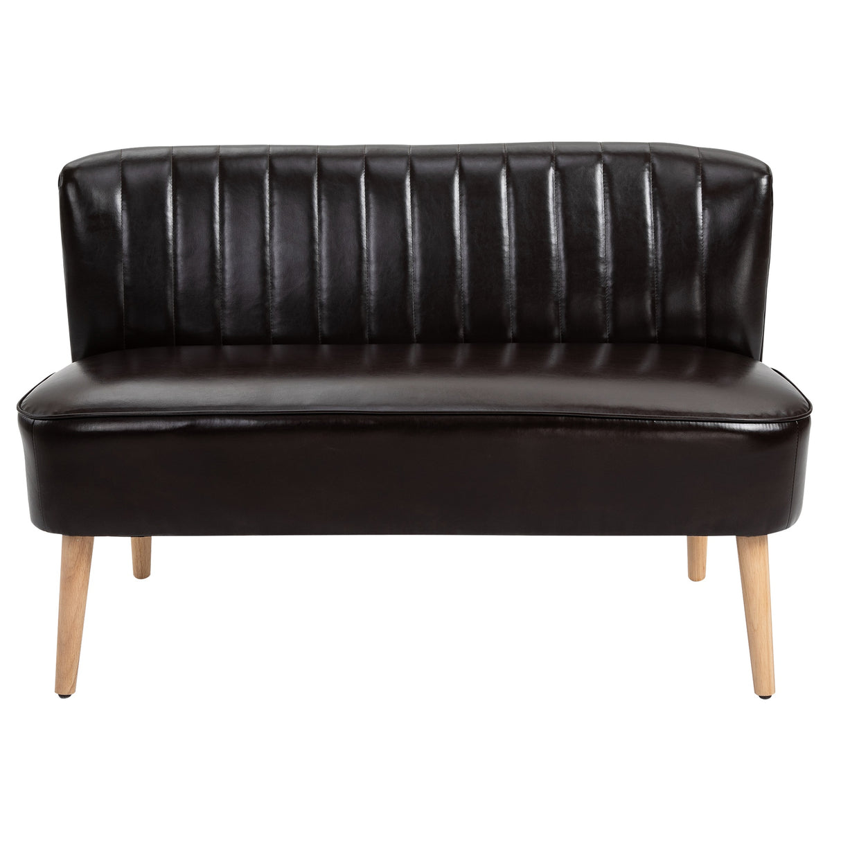 easycomfort easycomfort divano 2 posti in similpelle senza braccioli struttura e gambe in legno marrone scuro