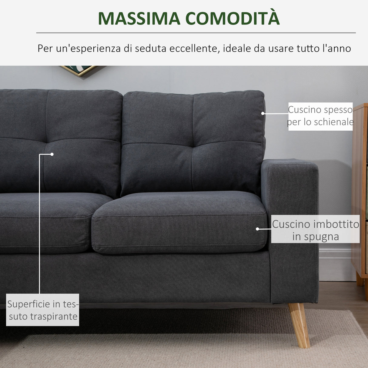 easycomfort easycomfort divano angolare 3 posti con penisola chaise longue reversibile design moderno in lino grigio 193x136x 85cm ean 8054144138480