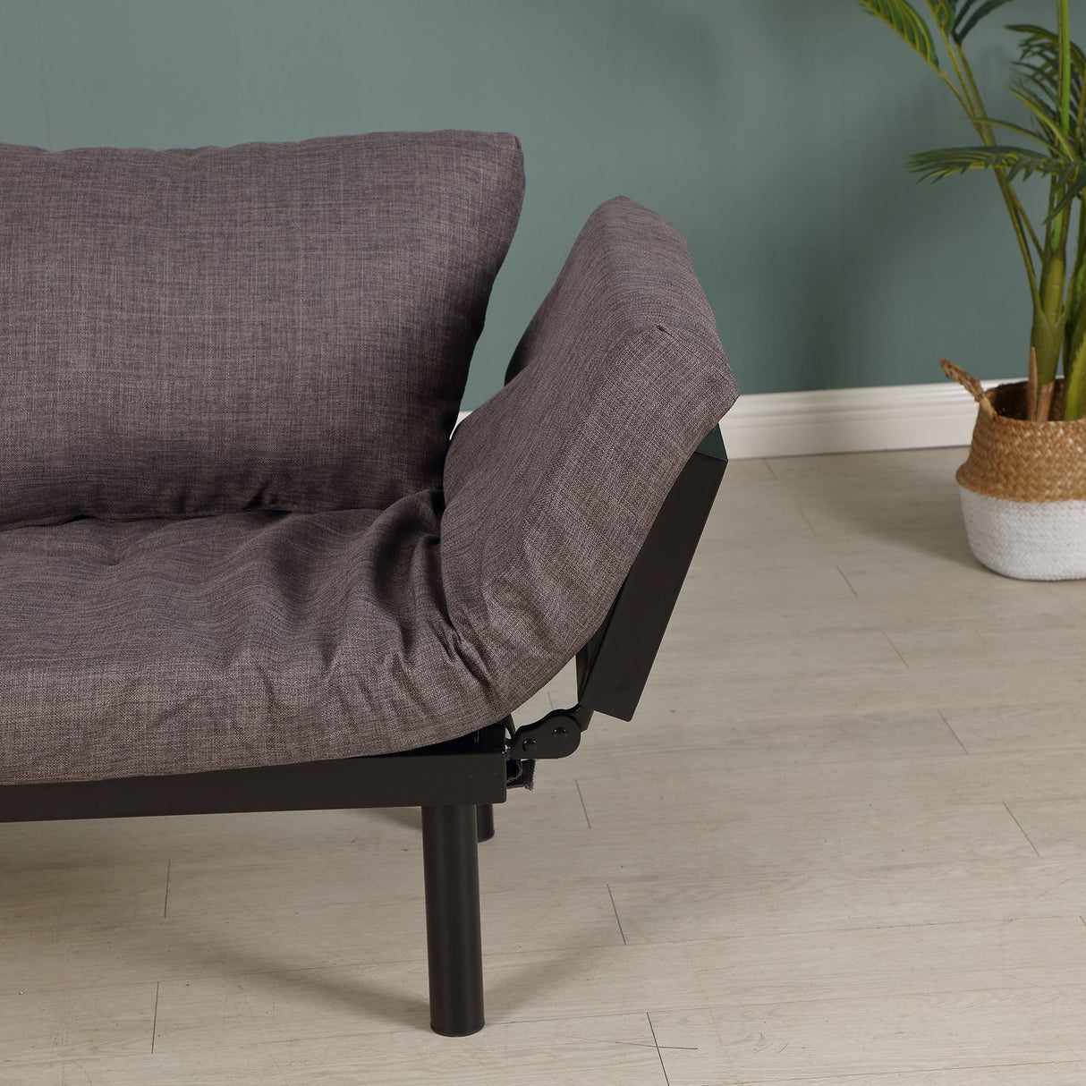 easycomfort easycomfort divano letto chaise longue regolabile 5 posizioni in acciaio nero e rivestimenti in lino grigio ean 8055776911618