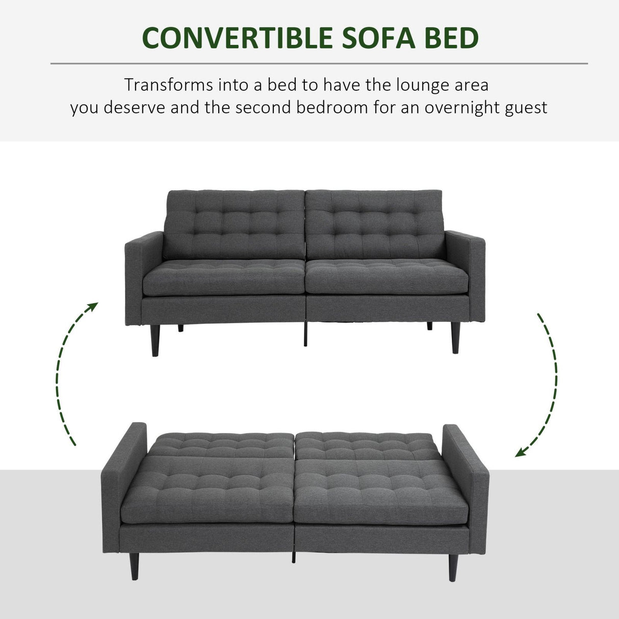 easycomfort easycomfort divano letto con schienale regolabile in tessuto grigio scuro