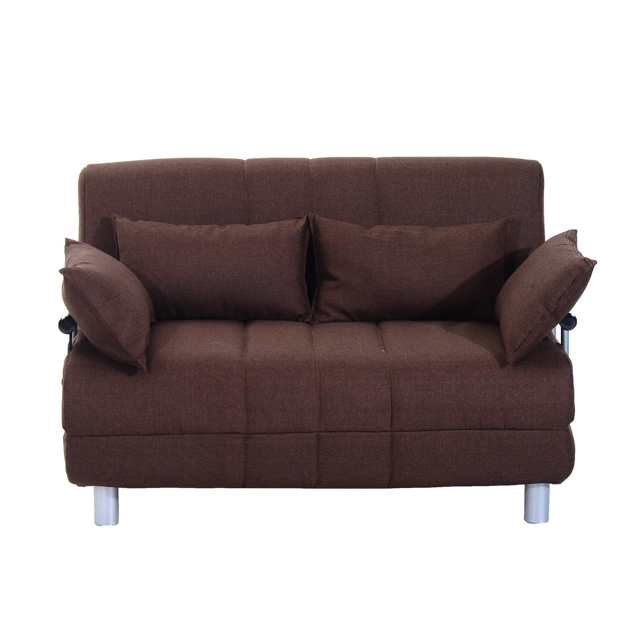 easycomfort easycomfort divano letto matrimoniale in acciaio e tessuto di poliestere con 4 cuscini marrone ean 8055776912554