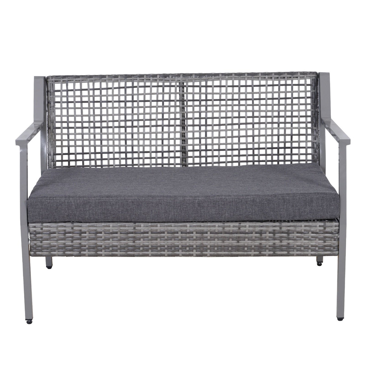 easycomfort easycomfort divano panchina da giardino a 2 posti in rattan e alluminio grigio 118 x 75 x 79 cm ean 8054144136691