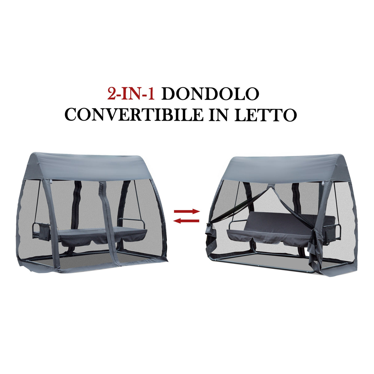 easycomfort easycomfort dondolo da giardino con zanzariera e cuscino grigio ferro 240x140x197cm