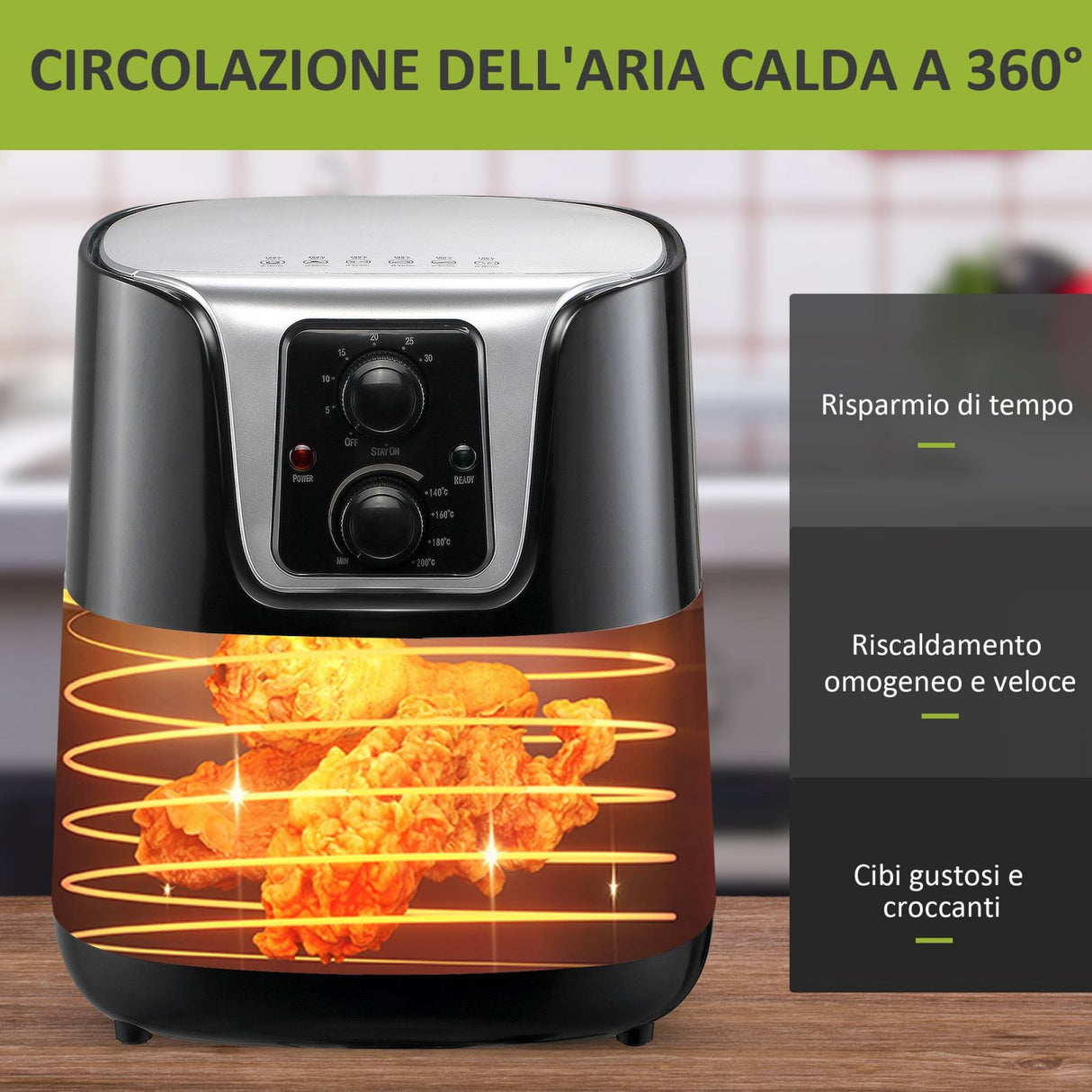 easycomfort easycomfort friggitrice ad aria 1300w con temperatura regolabile nero