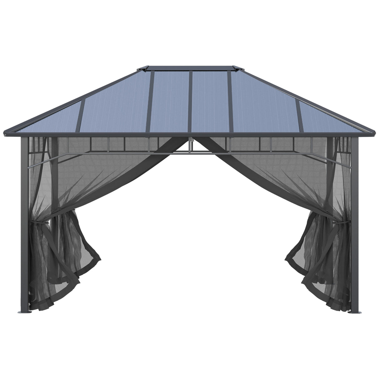 easycomfort easycomfort gazebo da giardino 4x3m con zanzariere e tetto in policarbonato grigio