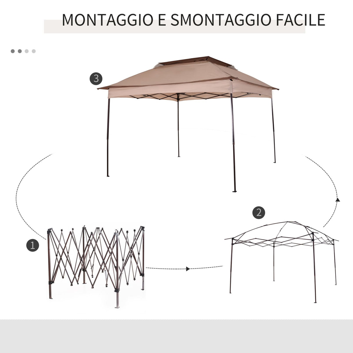 easycomfort easycomfort gazebo doppio tetto impermeabile con zanzariere marrone 3 25x3 25m ean 8055776912325
