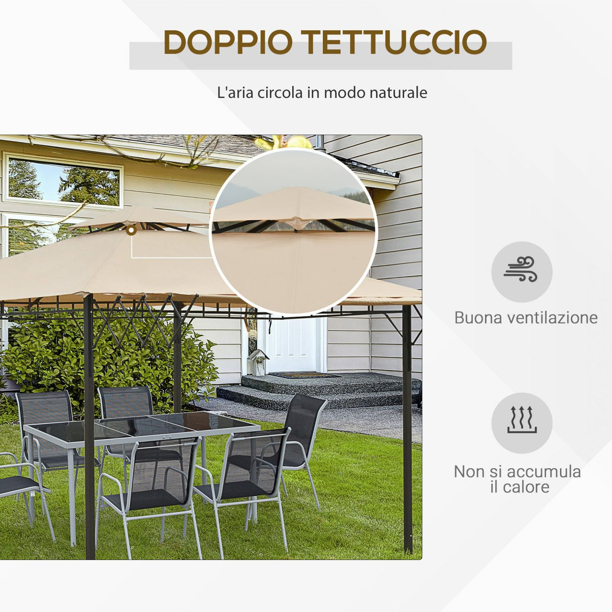 easycomfort easycomfort gazebo pergola da esterno con doppio tettuccio e telo estraibile ean 8055776915012