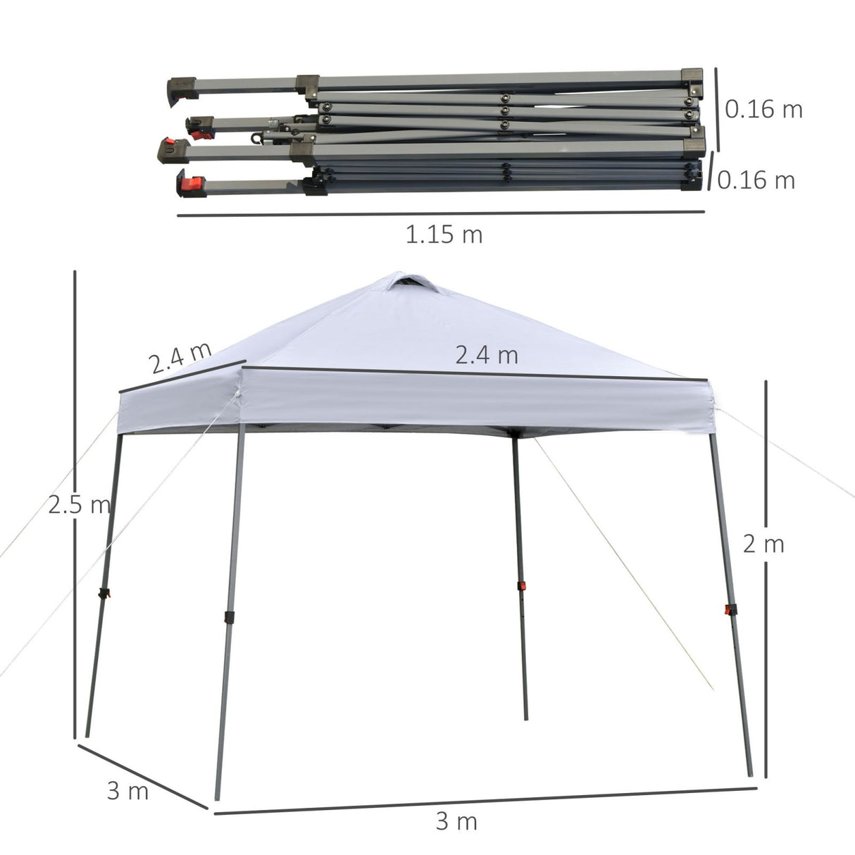 easycomfort easycomfort gazebo pieghevole 3x3m da giardino ed esterno in metallo e tessuto oxford bianco ean 8055776910901