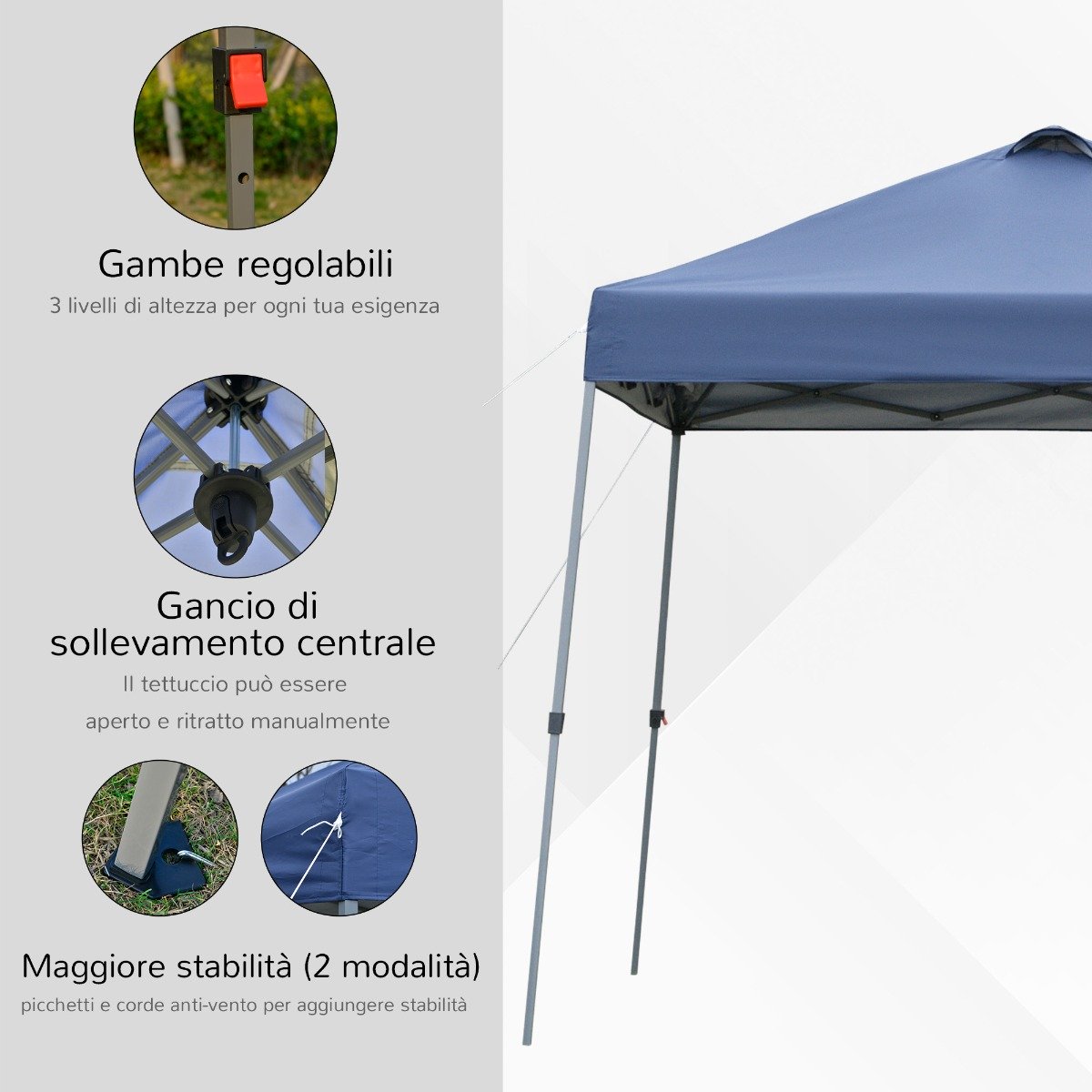 easycomfort easycomfort gazebo pieghevole 3x3m da giardino ed esterno in metallo e tessuto oxford blu con borsa da viaggio ean 8055776910895