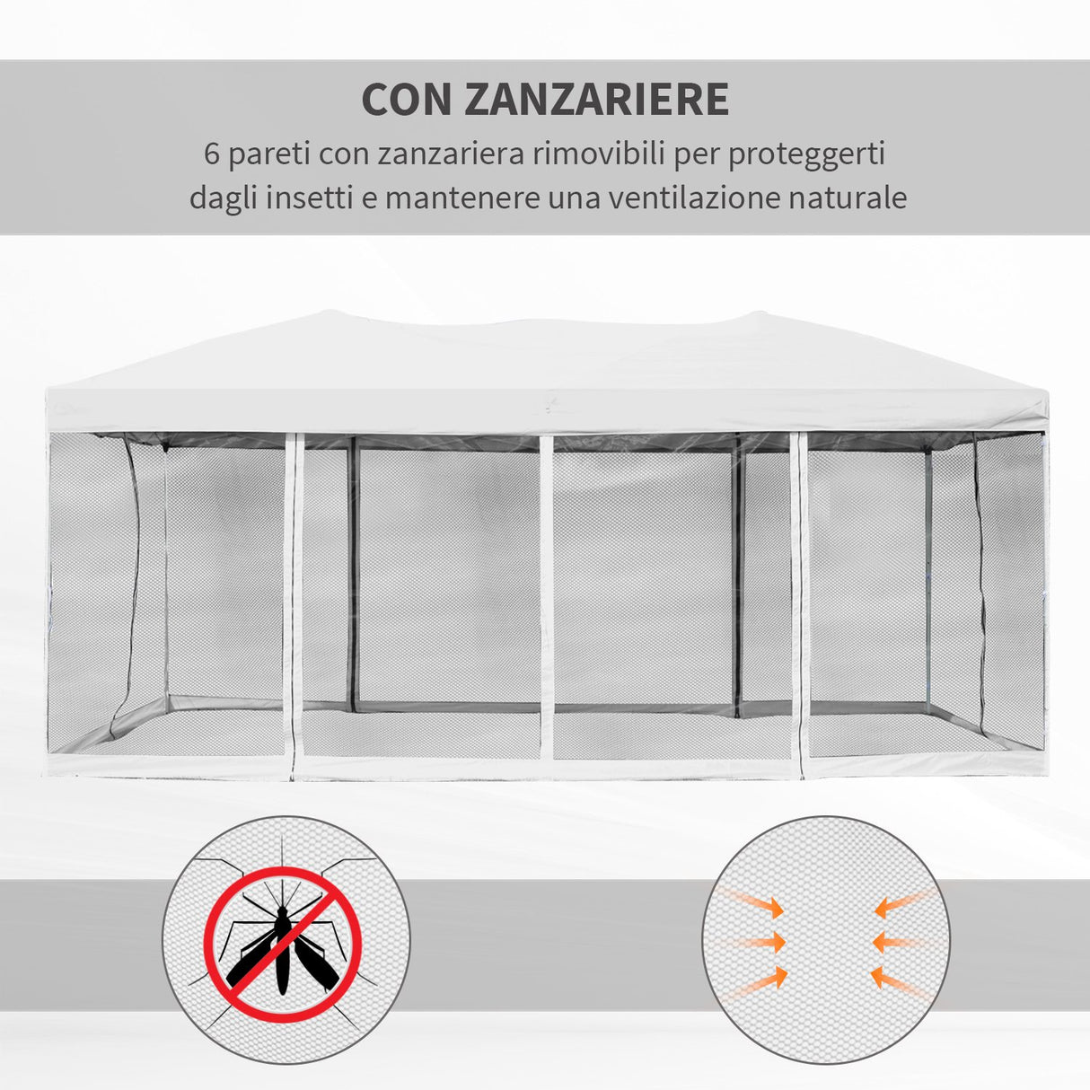 easycomfort easycomfort gazebo pieghevole con zanzariera bianco 3x6m ean 8055776915371