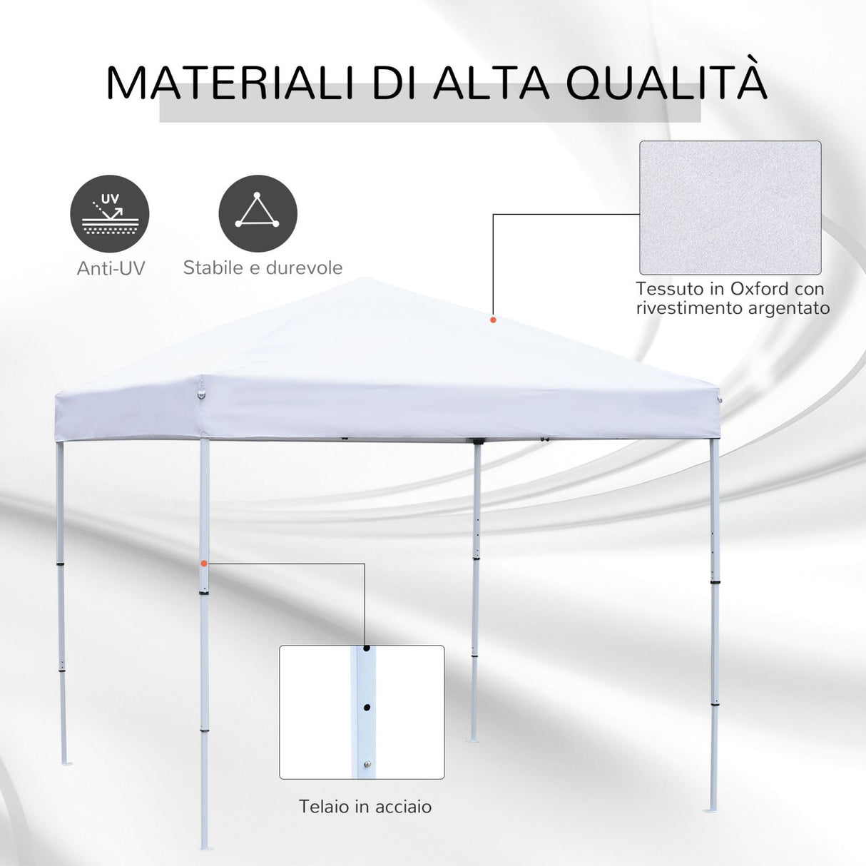 easycomfort easycomfort gazebo pieghevole rivestimento in oxford con corde e picchetti bianco 2 5 x 2 5 m ean 8054144137735