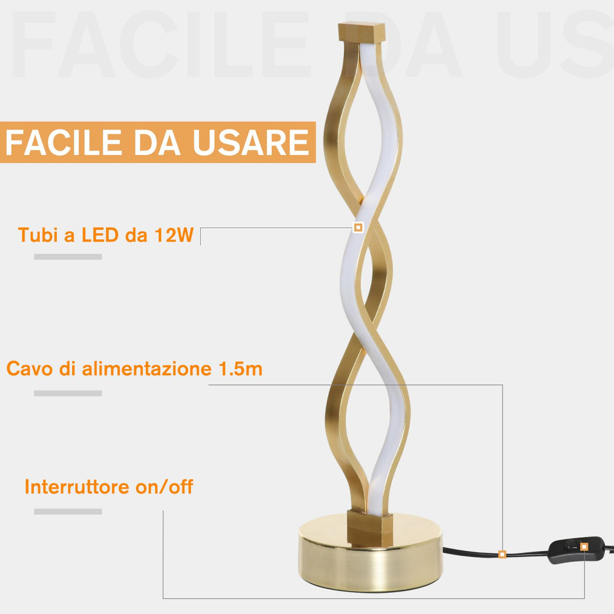easycomfort easycomfort lampada da tavolo scrivania comodino lettura con luce a led oro ean 8054111849609