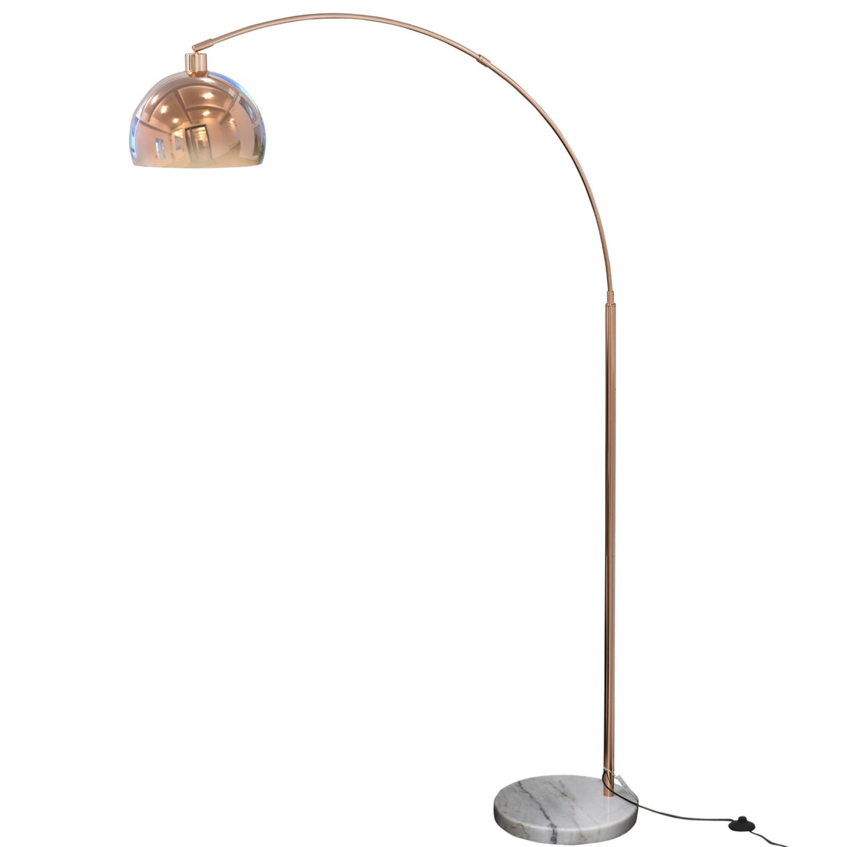 easycomfort easycomfort lampada da terra ad arco con paralume regolabile in acciaio color rame e base rotonda in marmo ean 8055776914558