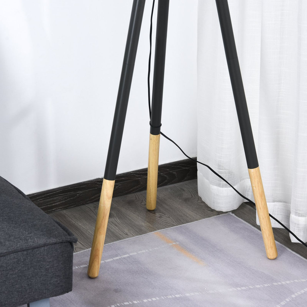 easycomfort easycomfort lampada da terra con piantana a tre piedi per salotto in legno e acciaio grigia ean 8054144136233