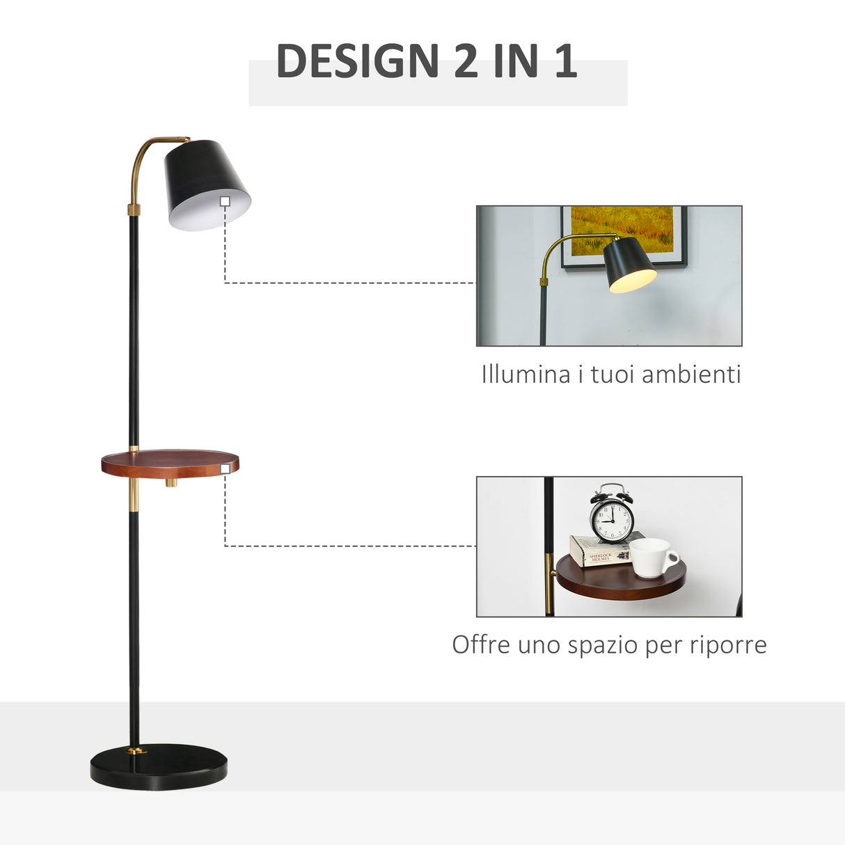 easycomfort easycomfort lampada da terra con ripiano da 29 5cm lampada da pavimento per salotto compatibile nero e oro