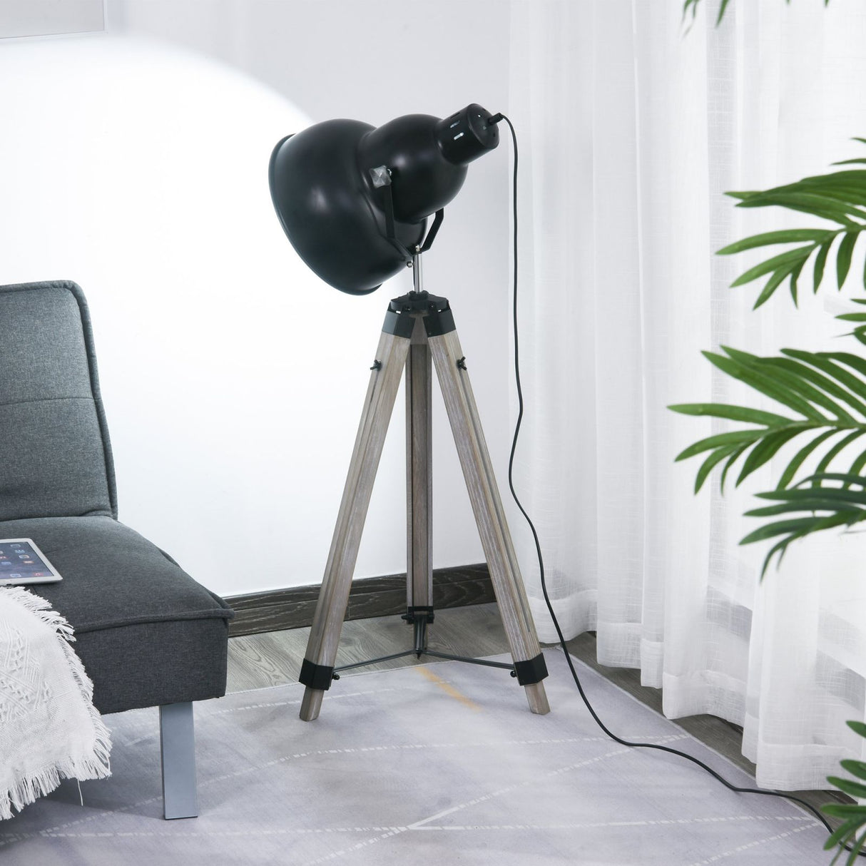 easycomfort easycomfort lampada da terra con treppiedi altezza e paralume regolabile lampadine e27 ean 8054144137032