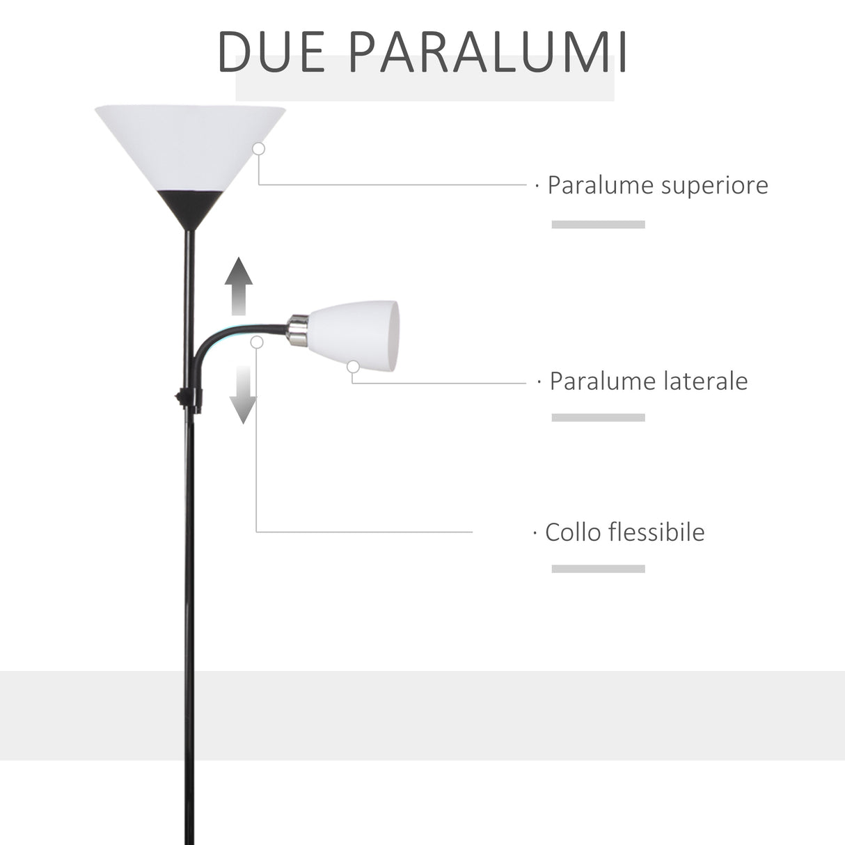 easycomfort easycomfort lampada da terra moderna con luce da lettura regolabile in metallo 42x24x178cm nero