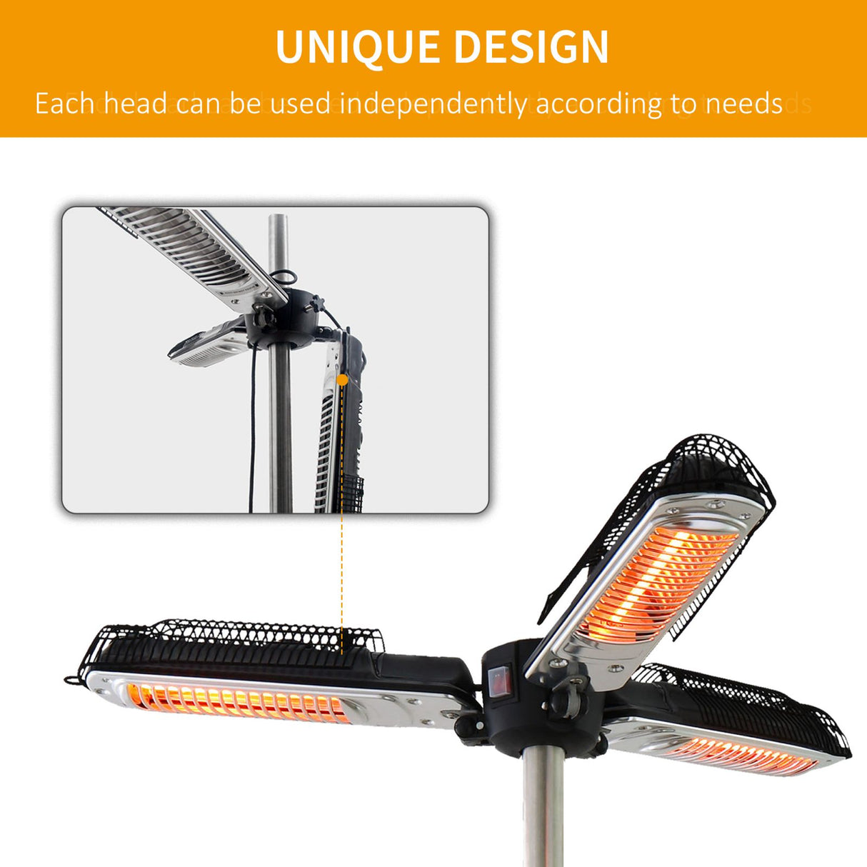 easycomfort easycomfort lampada riscaldante per esterni e ombrelloni 3 livelli di potenza e bracci pieghevoli nero