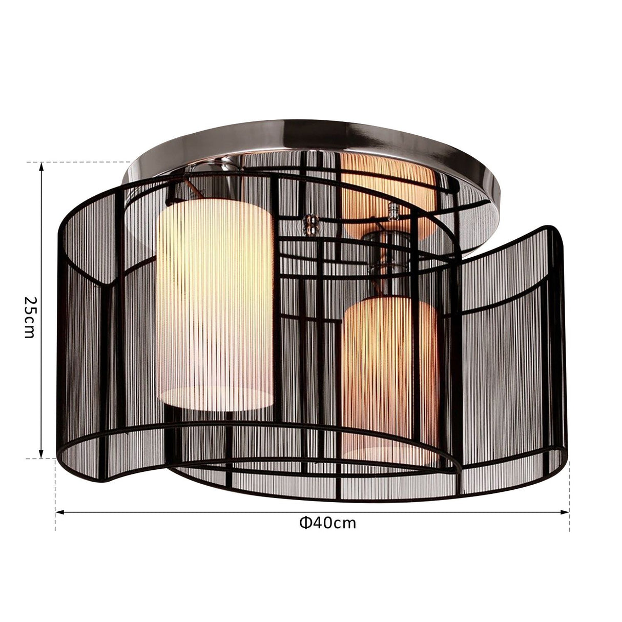 easycomfort easycomfort lampadario a incasso con 2 paralumi a mezzaluna in metallo nero 40 x 25cm ean 8054144134864