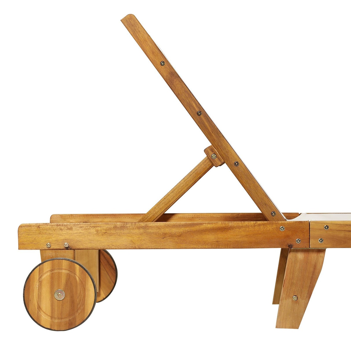 easycomfort easycomfort lettino sdraio da giardino pieghevole in legno di acacia con ruote e schienale regolabile con materassino bianco ean 8055776915814