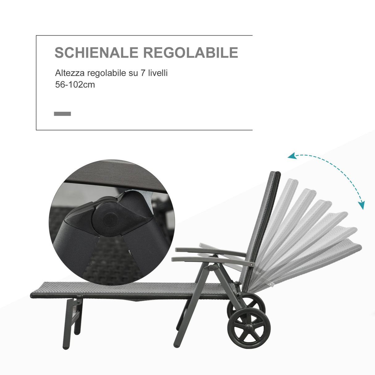 easycomfort easycomfort lettino sdraio prendisole in pe rattan e alluminio con ruote nero ean 8055776914282