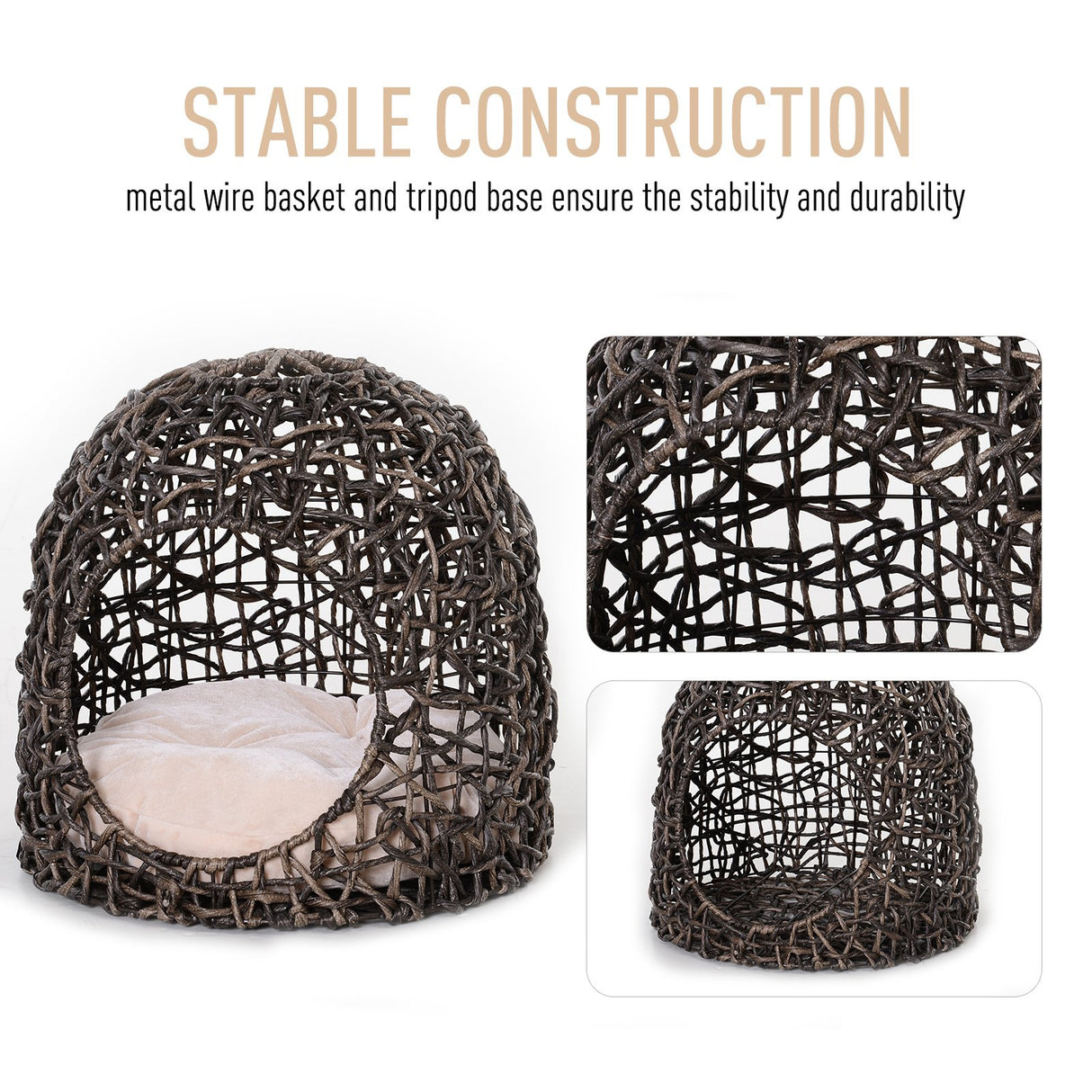 easycomfort easycomfort letto per gatti in vimini marrone con cuscino 49 x 46 cm ean 8054144139975