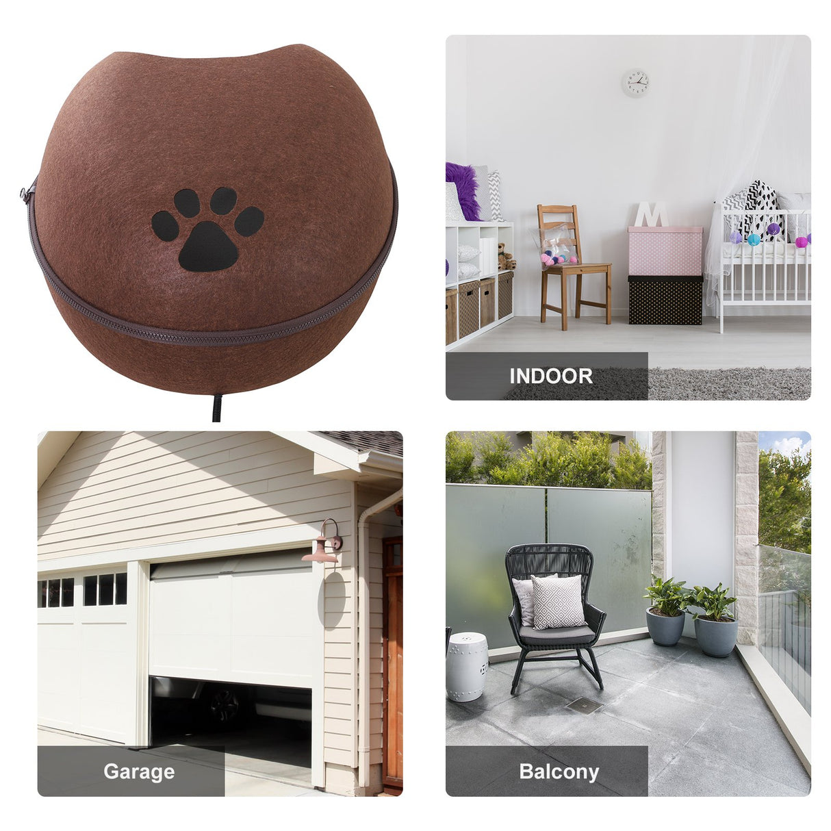 easycomfort easycomfort letto per gatti riscaldante in vello di montone e feltro con cuscino imbottito marrone l47w38h24 ean 8054111843867