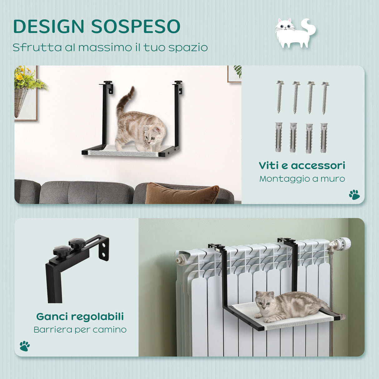 easycomfort easycomfort mensola per gatti da parete in acciaio lettino amaca per gatti piccoli con tessuto traspirante per interno nero