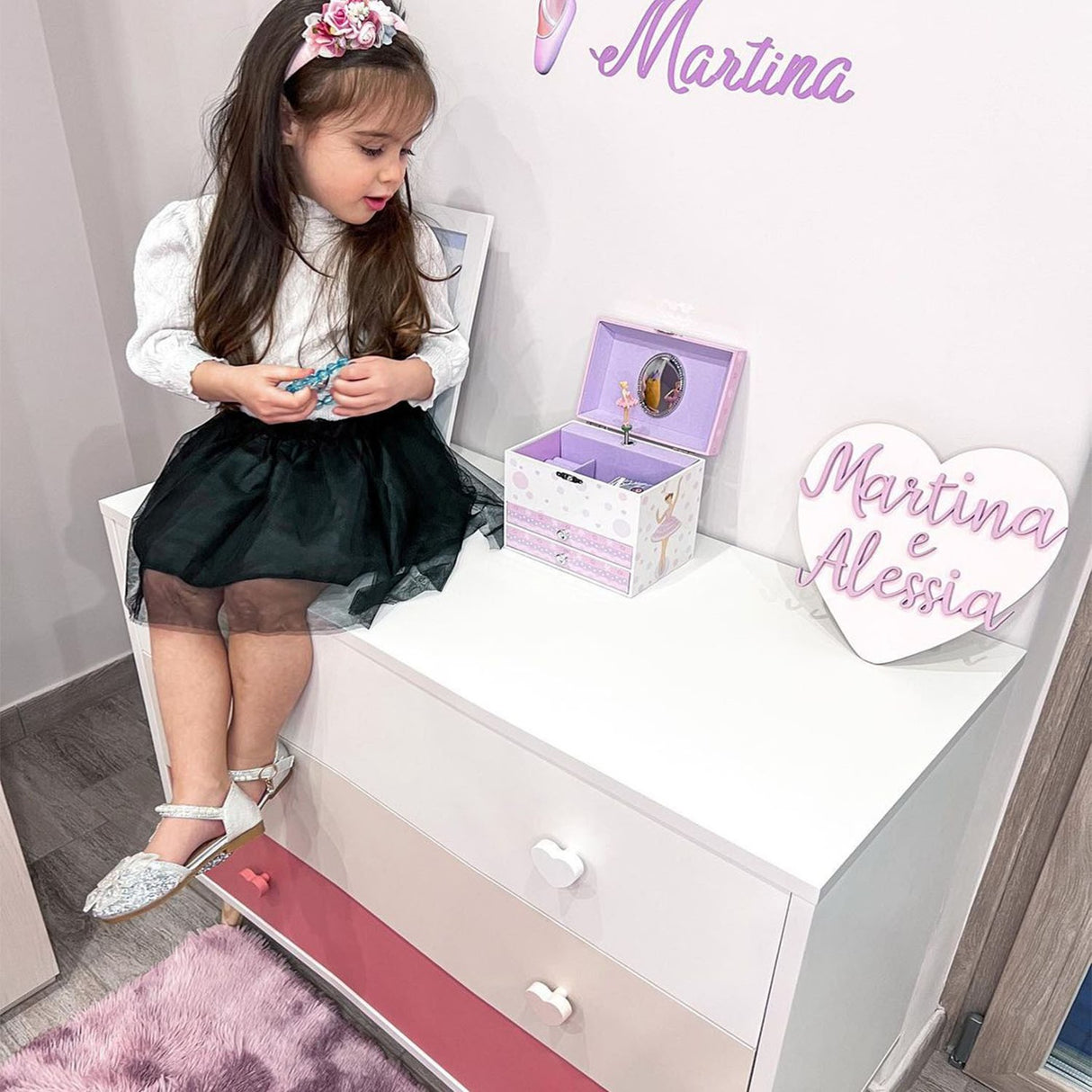 easycomfort easycomfort mobile cassettiera con gambe in legno di pino 3 cassetti bianco e rosa 90 x 42 x 80cm