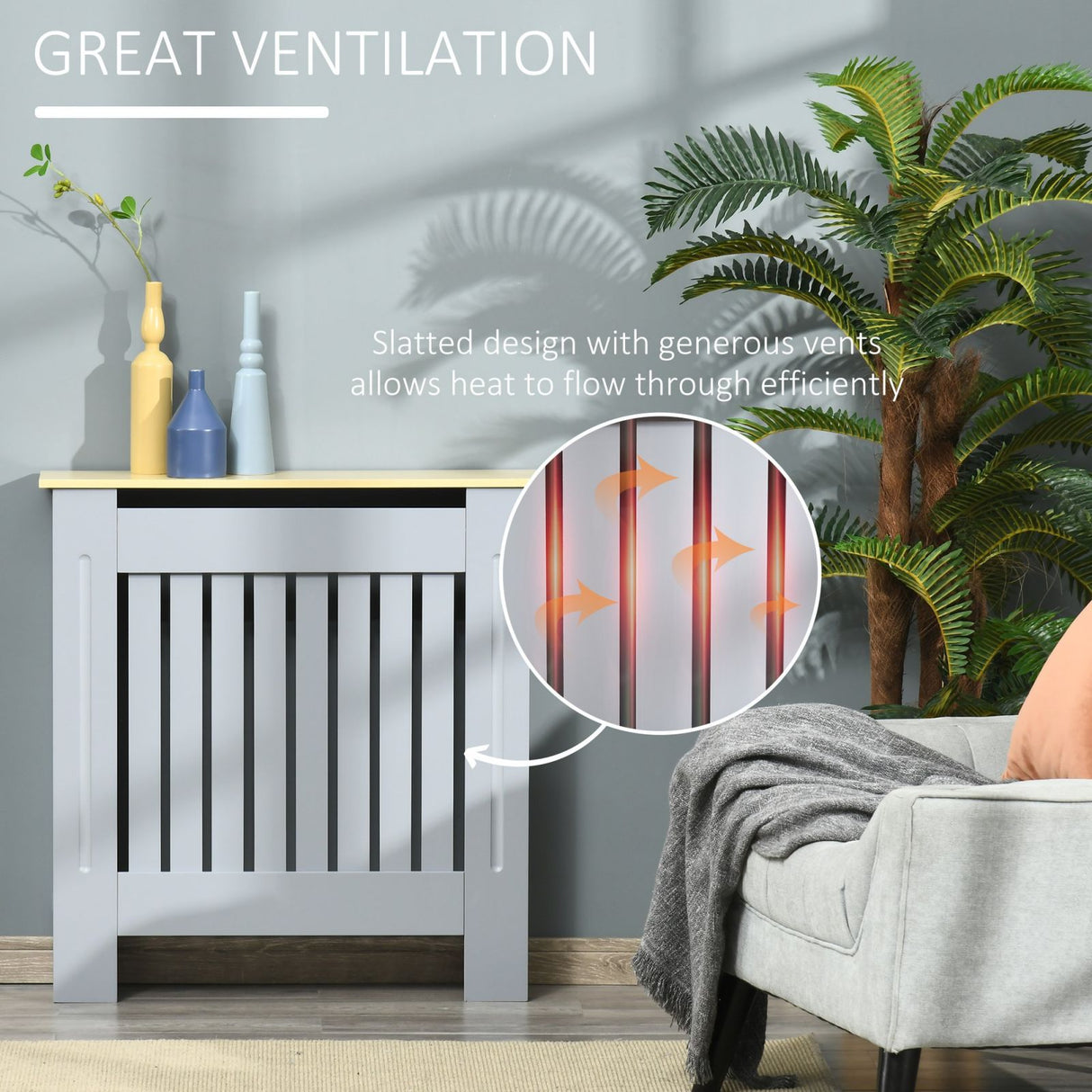 easycomfort easycomfort mobile copricalorifero in mdf e legno truciolare design a doghe con mensola superiore grigio