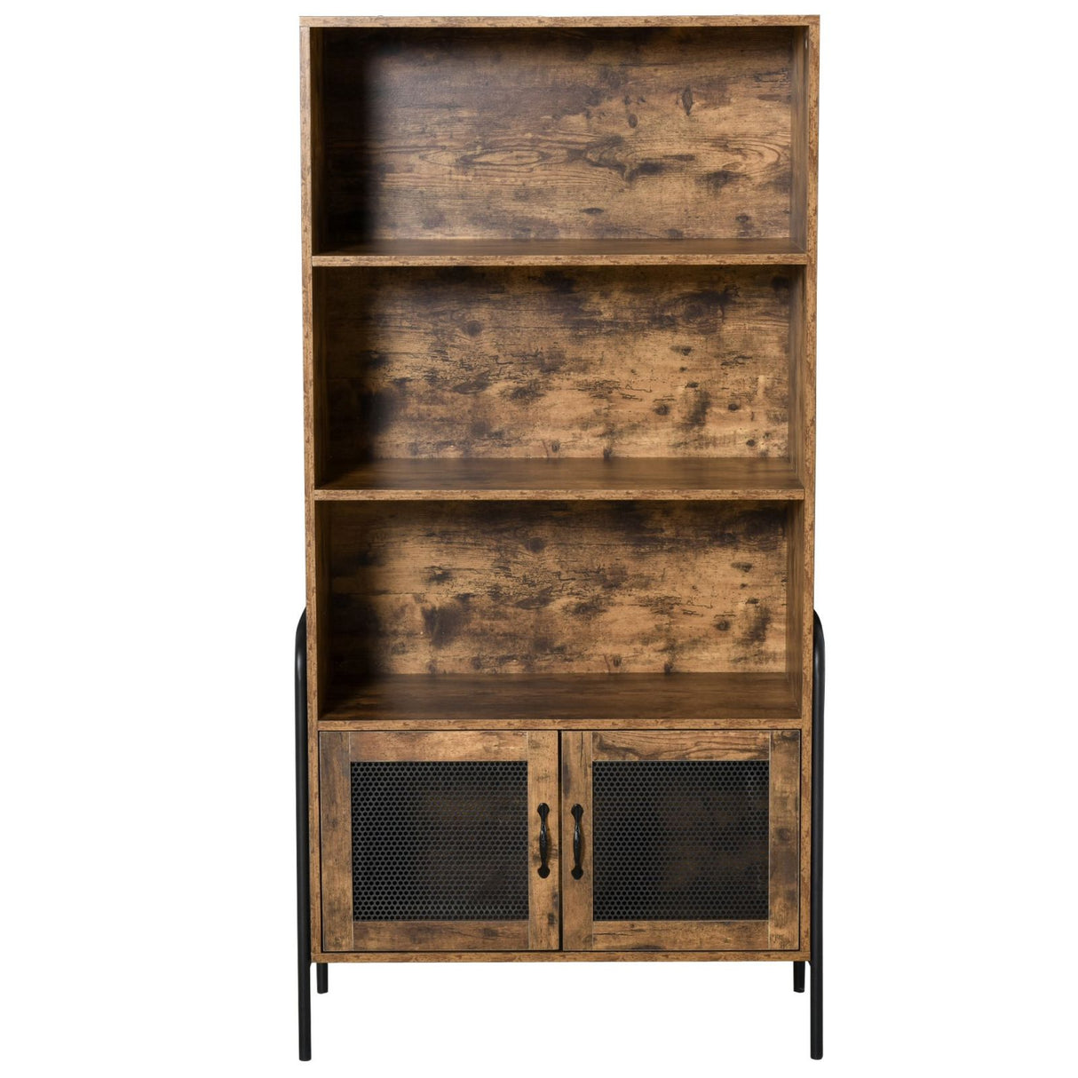 easycomfort easycomfort mobile libreria design industriale con ripiani e armadietto in legno e metallo marrone e nero 81x40x160cm