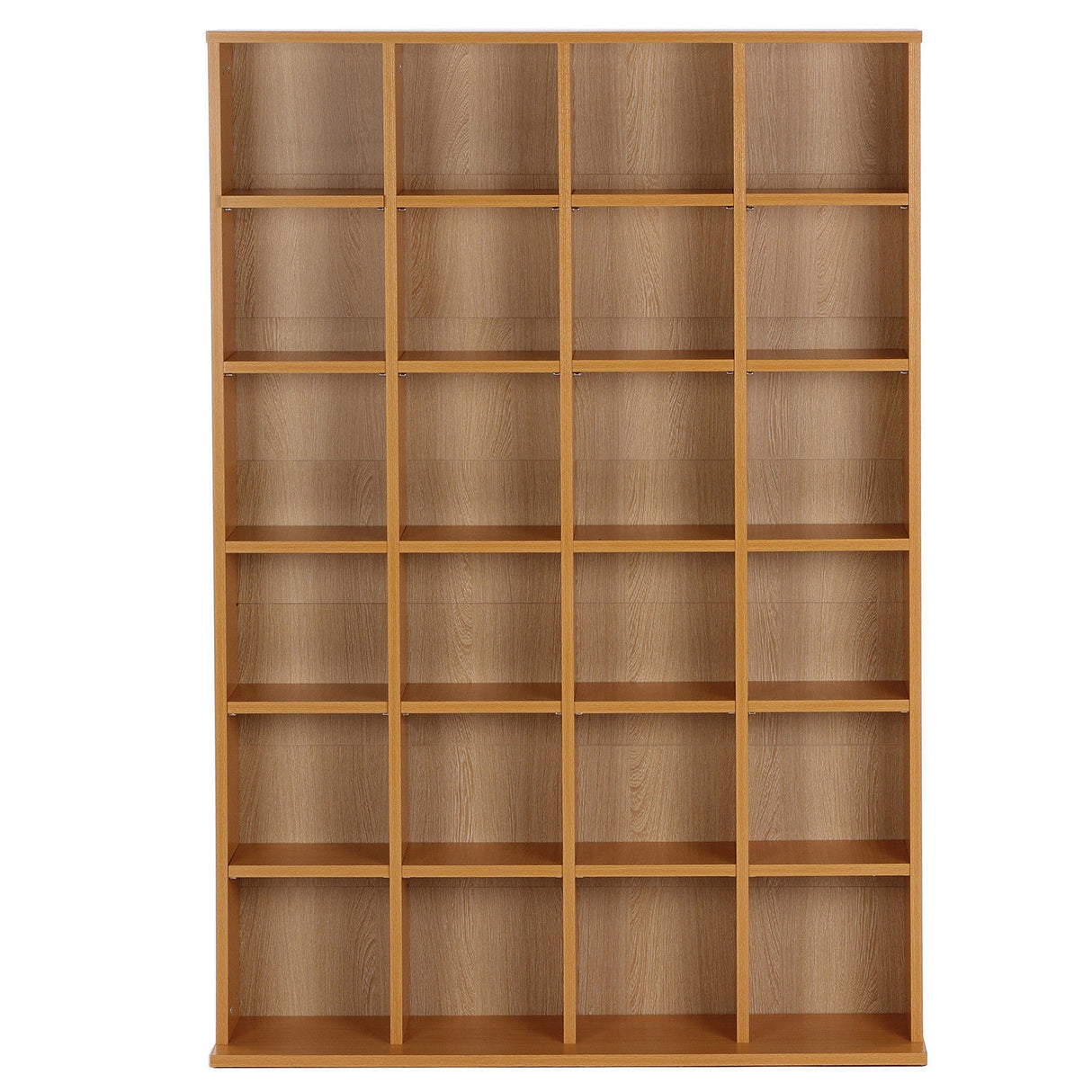 easycomfort easycomfort mobile libreria porta cd a muro 24 scompartimenti regolabile in altezza 130 5 89 20cm legno naturale ean 8054144133911