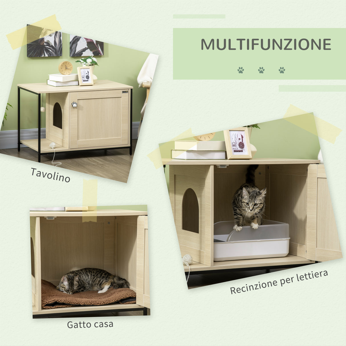 easycomfort easycomfort mobile per lettiera gatti in legno e acciaio con anta magnetica 80x48x55cm quercia