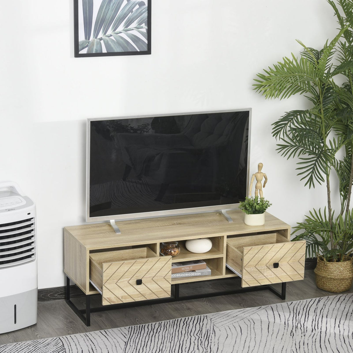 easycomfort easycomfort mobile porta tv 2 con 2 cassetti e 2 ripiani portaoggetti in legno 120 x 39 x 44 5cm ean 8055776912660