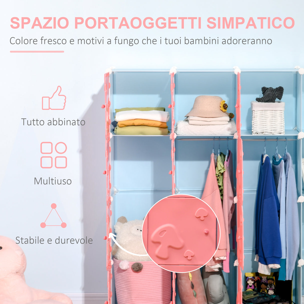 easycomfort easycomfort mobile scarpiera modulare salvaspazio a fungo 16 cubi in acciaio e pp 145x47x145 cm rosa e blu