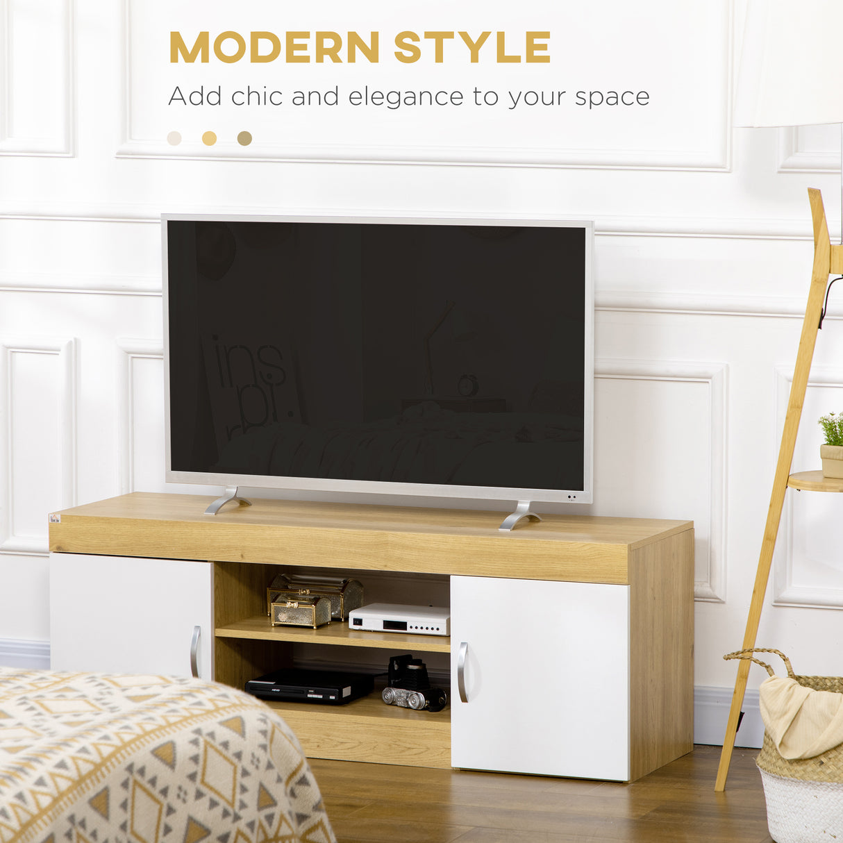 easycomfort easycomfort mobile tv in truciolato con 2 armadietti con ante e 2 ripiani aperti 130x39 6x48 cm