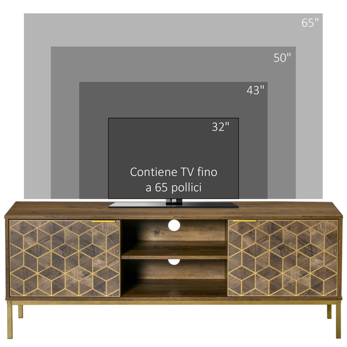 easycomfort easycomfort mobile tv moderno per tv fino a 65 con 2 armadietti e 2 ripiani aperti 145x39x55cm