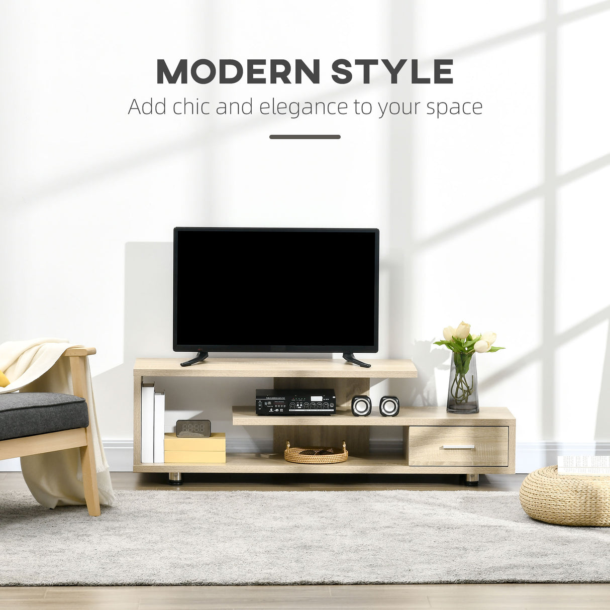 easycomfort easycomfort mobile tv moderno per tv fino a 65 mobile tv aperto in truciolato con cassetto 135x35x41 7 cm